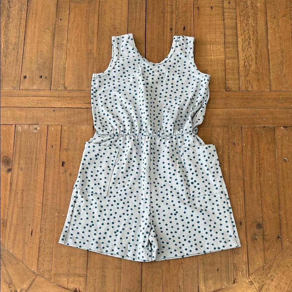 Alice + Ames blue polka dot short romper girls 8 made in the USA